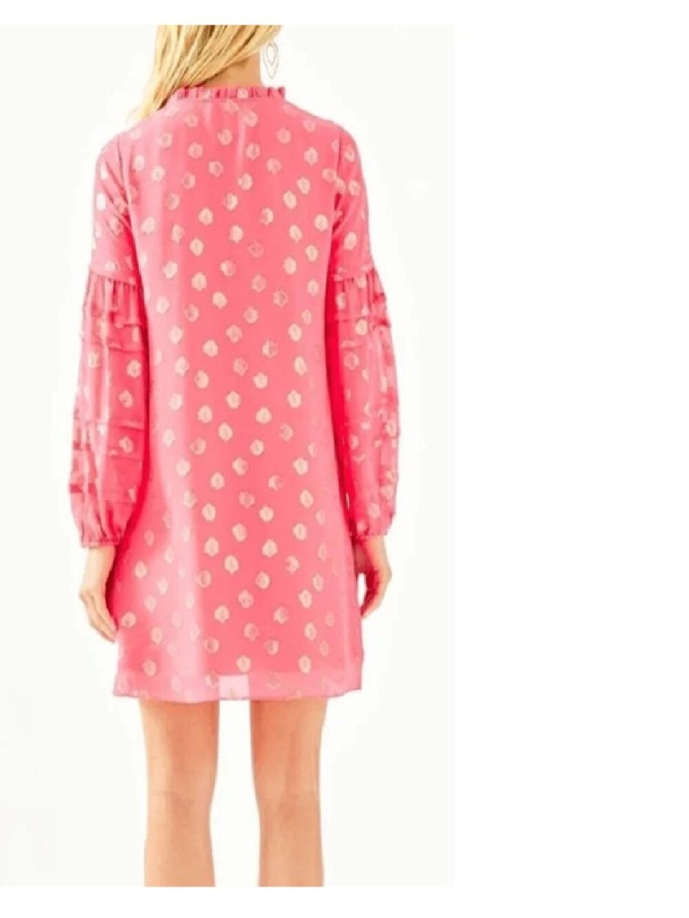 Lilly Pulitzer Giana Silk Dress In Coral Spritz Seagrass Metallic, Size 8, NWT - Picture 4 of 5